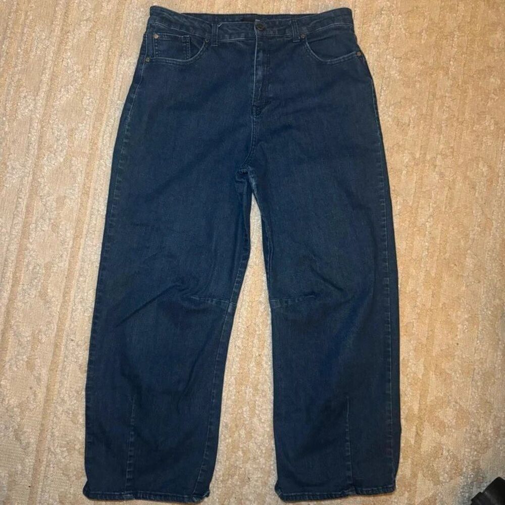 1822 Denim Wide Leg Barrel Jeans Size 16 Stretch Dark Wash
